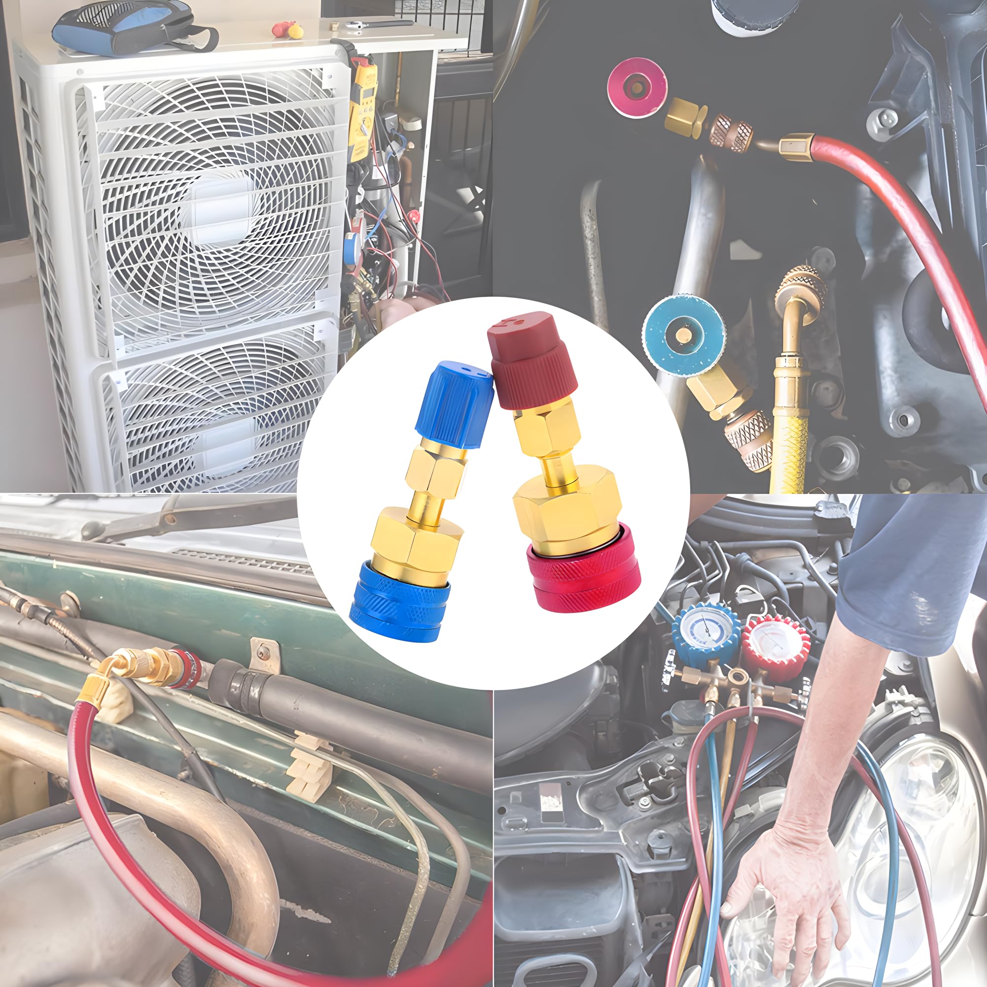 Adaptateurs de Coupleurs Rapides R1234YF R134a Côté Haut/Bas Adaptateur Kit | Saipor 2pcs Adaptateurs R1234yf vers R134a Côté Haut/Bas pour R1234YF Recharge d'évacuation du Système de Réfrigérant A/C