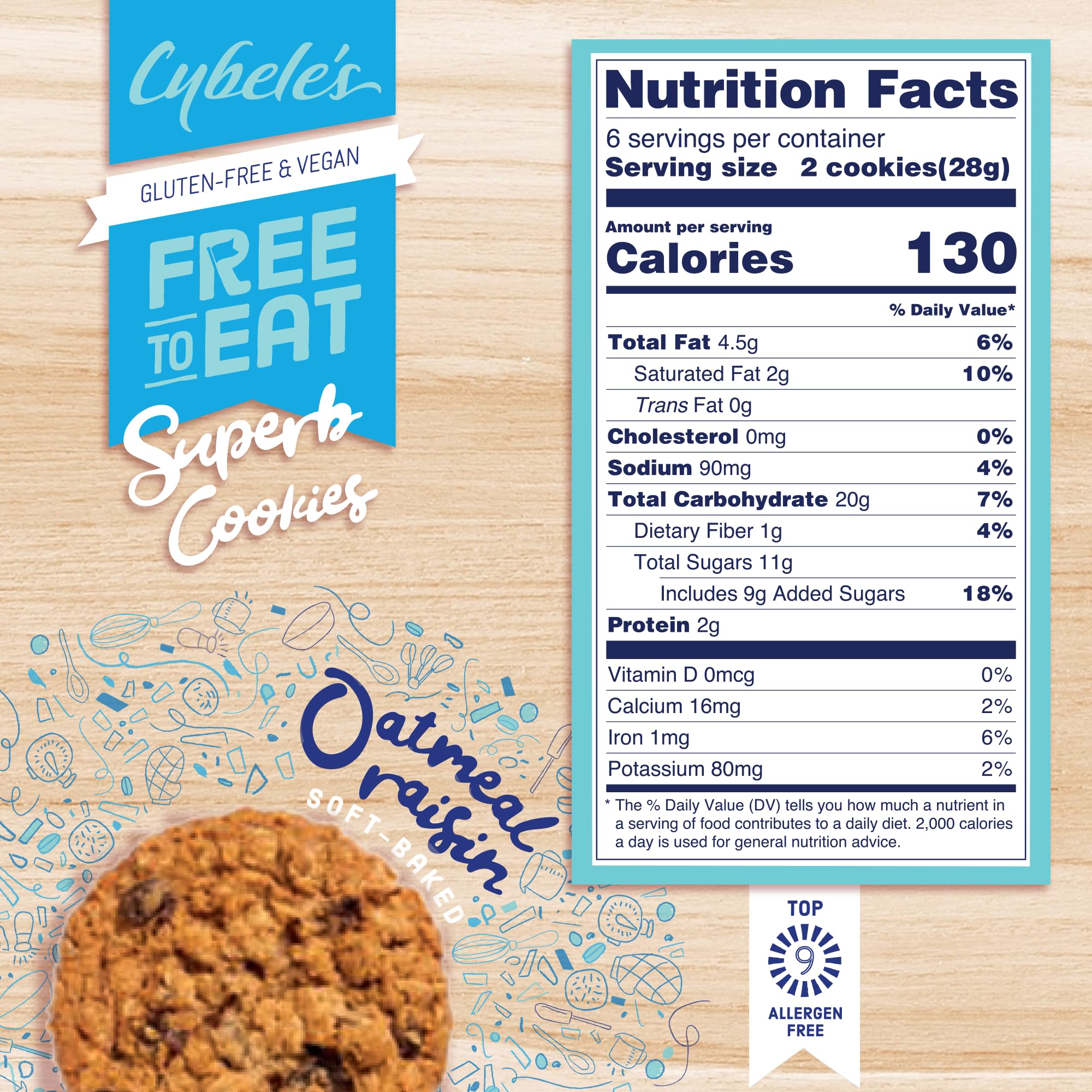 Cybele’s Free To Eat Gluten-Free & Vegan Cookies - Plant-Based, Dairy, Soy, & Nut Free - Soft-Baked School Safe Snack For Kids & Adults - 12 Cookies Per 6 oz Box (Oatmeal Raisin, Pack of 1) thumbnail 2