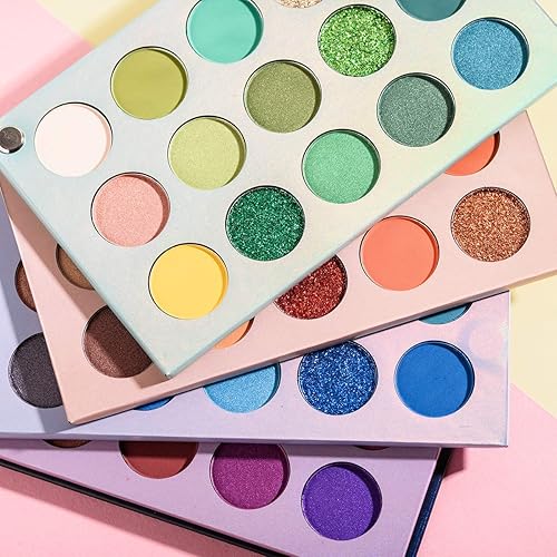 Miniatura 4 de Paleta de sombras de ojos de 60 colores, 4 en 1, paleta de maquillaje con panel de colores, metalizada, con purpurina altamente pigmentada, mate,