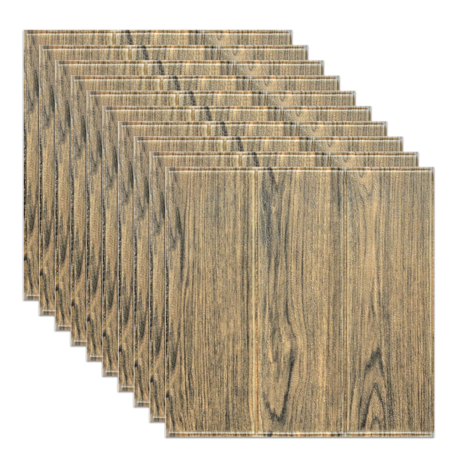 10 piezas de papel pintado de madera autoadhesivo 3D, decoración de bricolaje, impermeable, autoadhesivo, decorativo, para paredes, pegatinas de pared, paneles de espuma suave, 350 x 350 mm, paneles