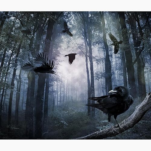 Miniatura 2 de CafePress Misty Forest Crows - Rompecabezas grande, 500 piezas