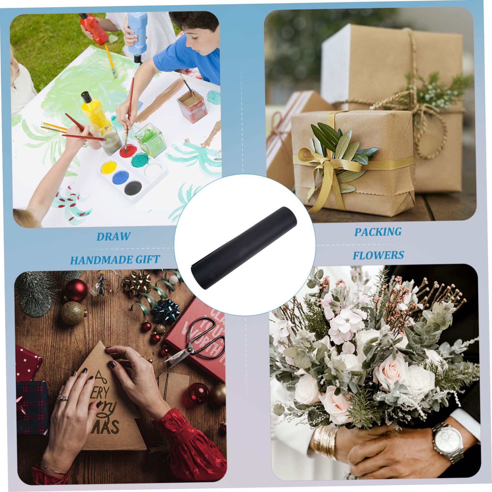 FONDOTIN 1 Roll Roll Paper Roll Floral Brown Wrapping Paper Bouquet Wrap Paper Craft Painting Papers Flower Wrapping Papers Wrapping Material Bouquet Wrapping Paper Black