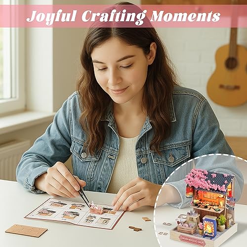 Miniatura 6 de Flever Kit de casa de muñecas en miniatura, habitación creativa con muebles para regalo romántico de San Valentín (tienda de fideos Sakura)