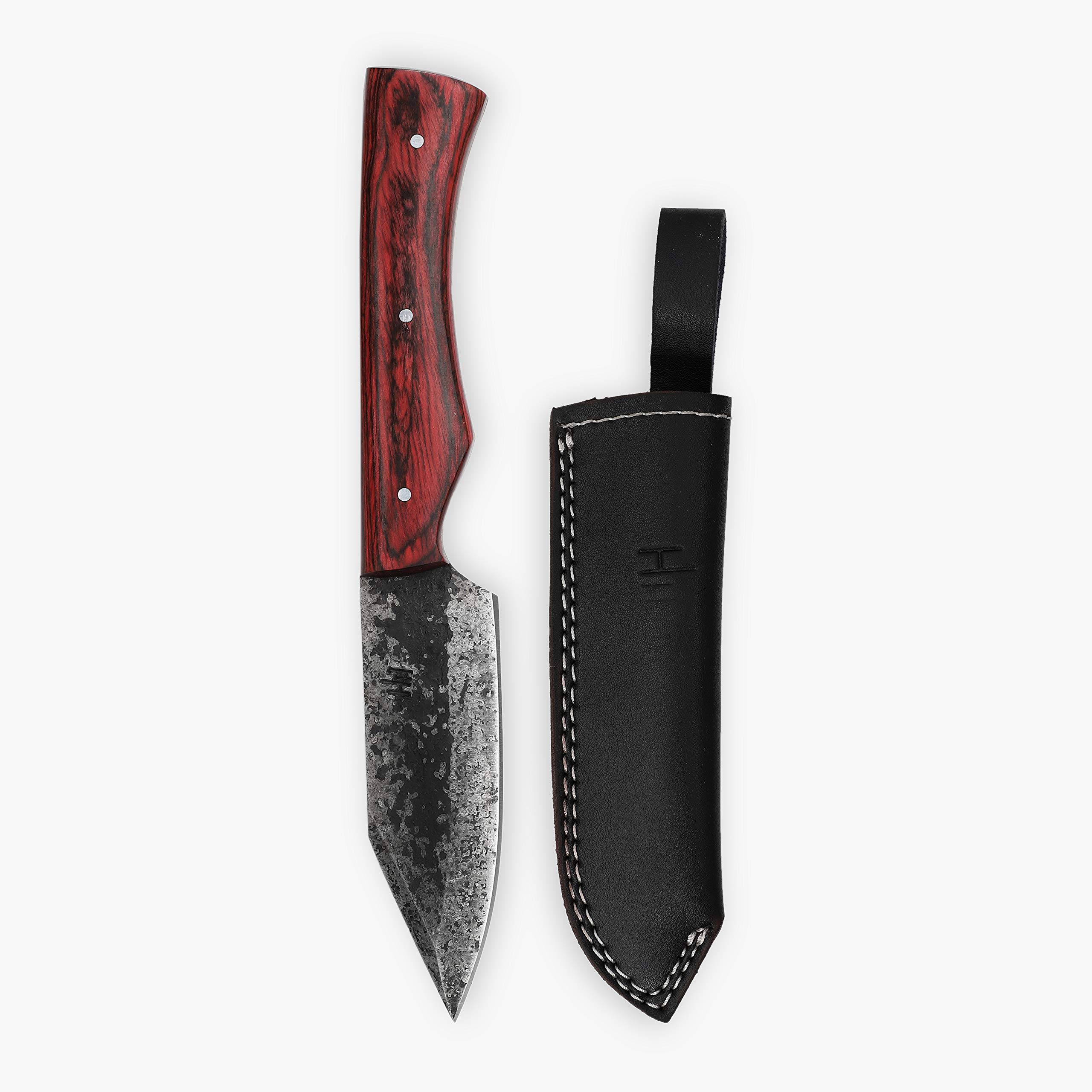 Hobby Hut HH-332 Handgemachtes Jagdmesser mit Scheide, 21 cm, 1095 Messer mit Fester Klinge aus Kohlenstoffstahl, Pakka-Holzgriff Für Jagdcamping