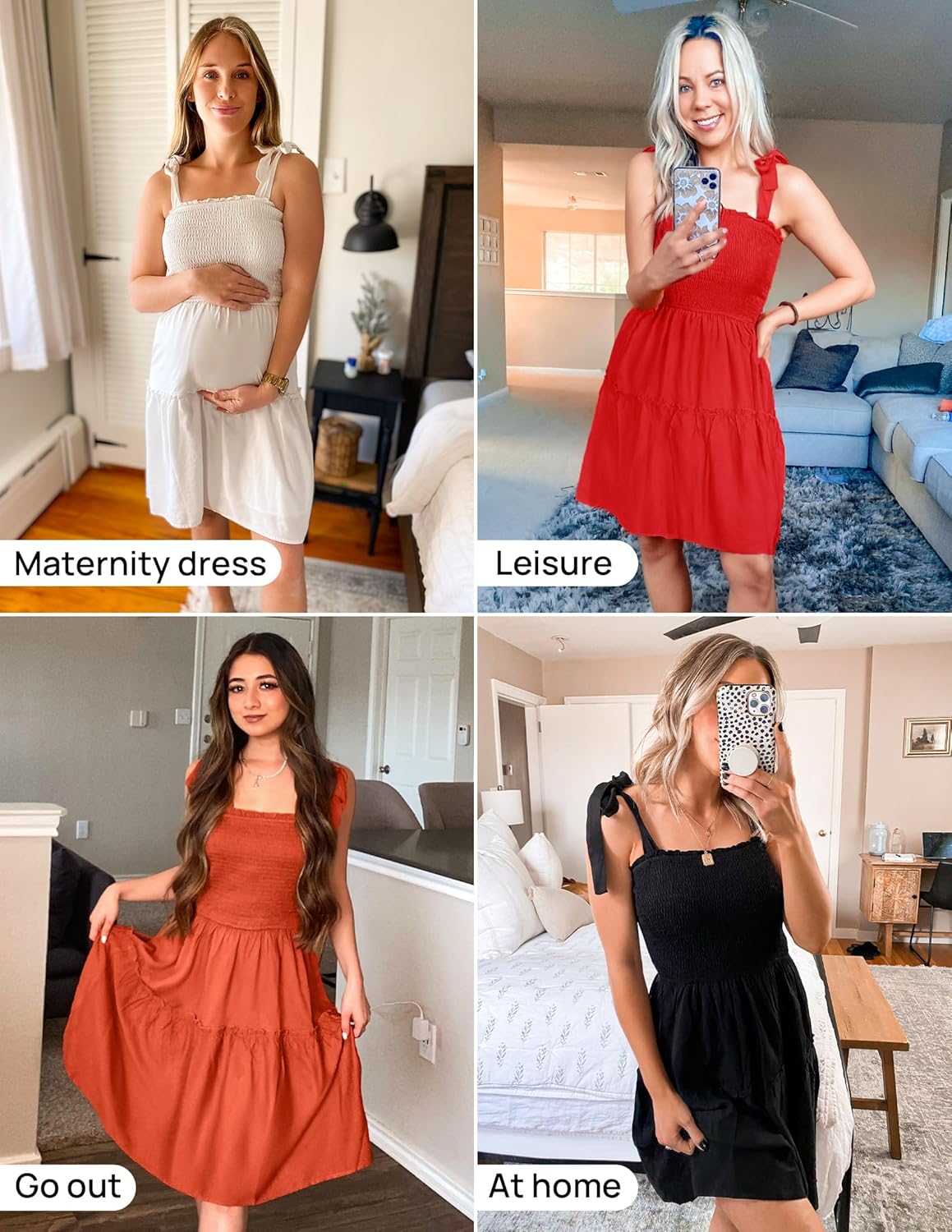 ZESICA Women's 2026 Summer Spaghetti Strap Sleeveless Square Neck Ruffle A Line Swing Mini Dress - Image 5