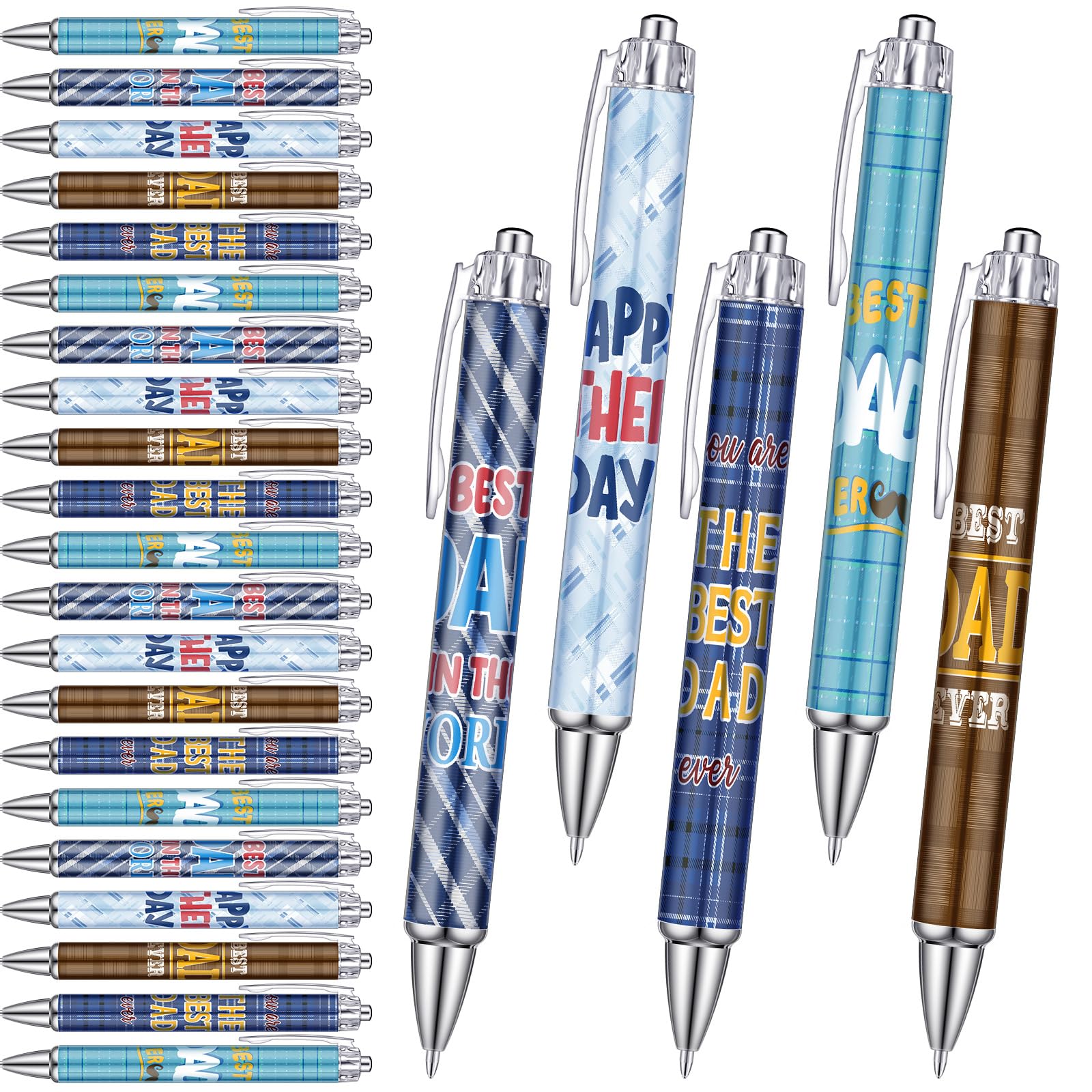 Sayglossy 60 Pcs Father's Days Ballpoints Gifts bulk Happy Father's Day Ballpoints Black Ink Retractable Pens for Men Dad Theme Party Supplies Church Gifts