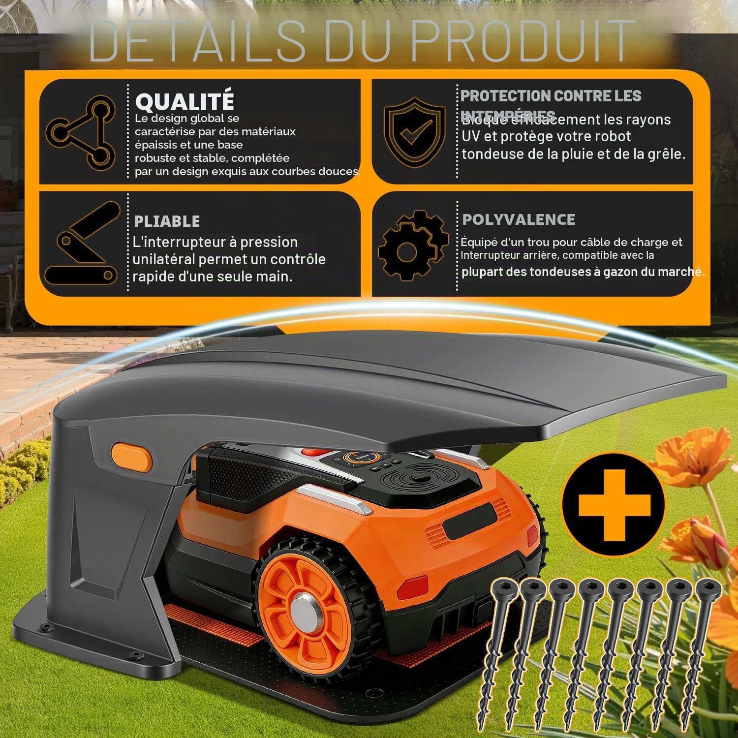 Mähroboter Garage Pliable Compatible avec Station de Charge Auvent de Protection pour Robot Races Accessoires pour Mähroboter Pas de Blocage de Signal Protection UV, Protection Contre