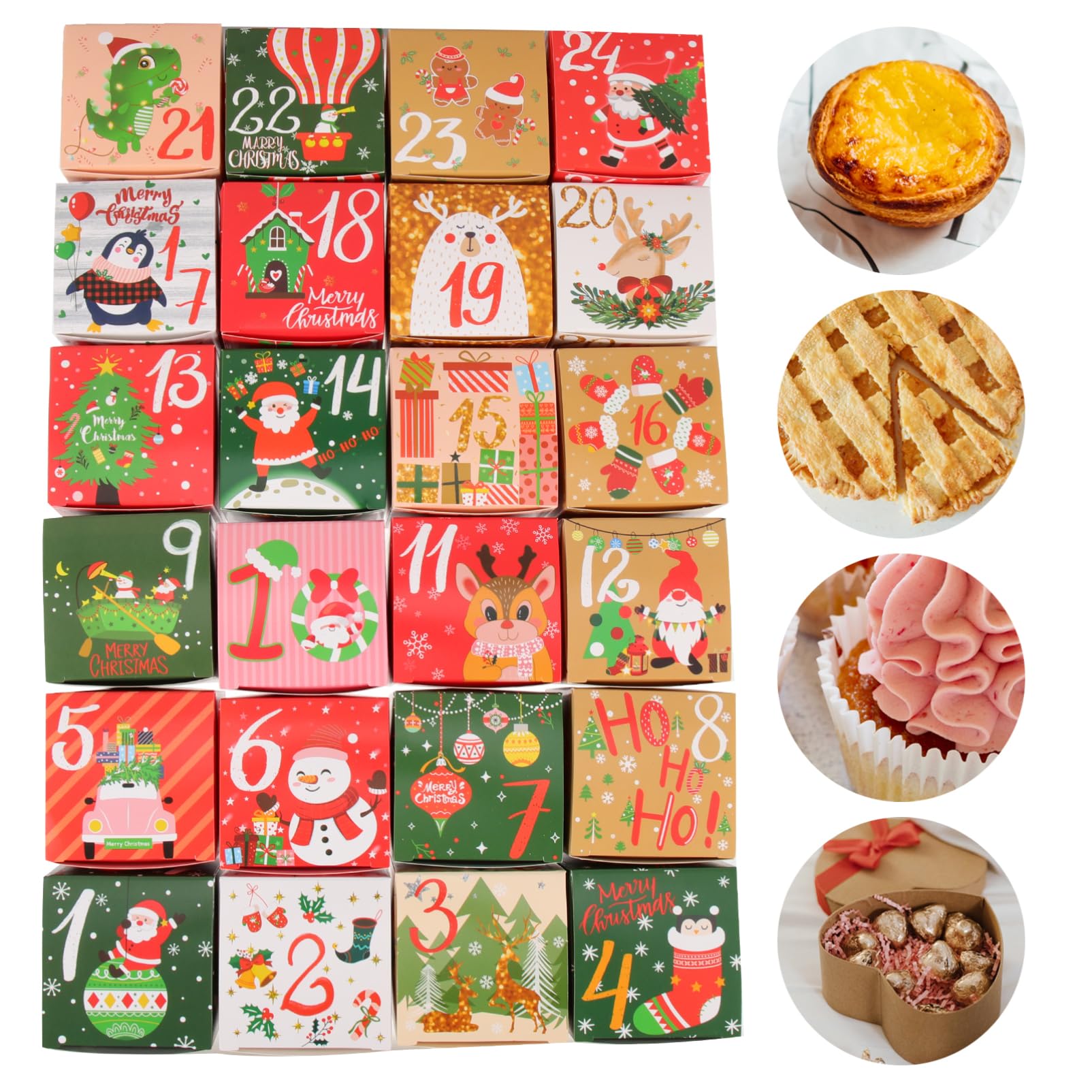 Zerodeko 120piezas Cajas para y Galletas De Envoltorios Navideños Calendarios De Adviento y Decoraciones
