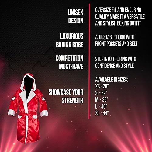 Miniatura 3 de Cleto Reyes Bata de boxeo de satén con capucha para hombres y mujeres, ropa de uniforme de competición unisex para adultos