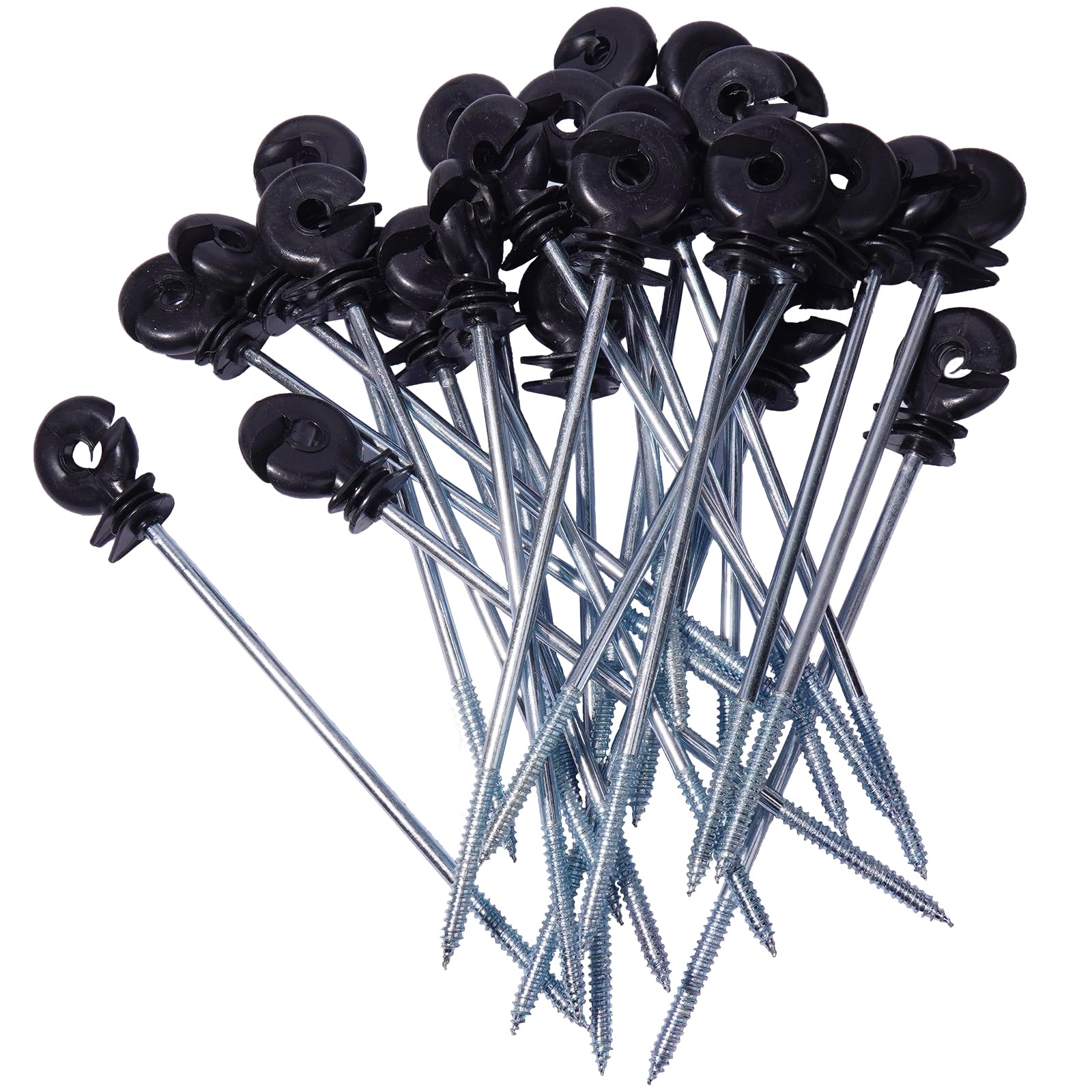 Lot De 10 Isolateurs Pour Clôture électrique - Double Anneau, Filetage 5.62 Mm, Longueur 88 Mm, Pour Poteaux Bois