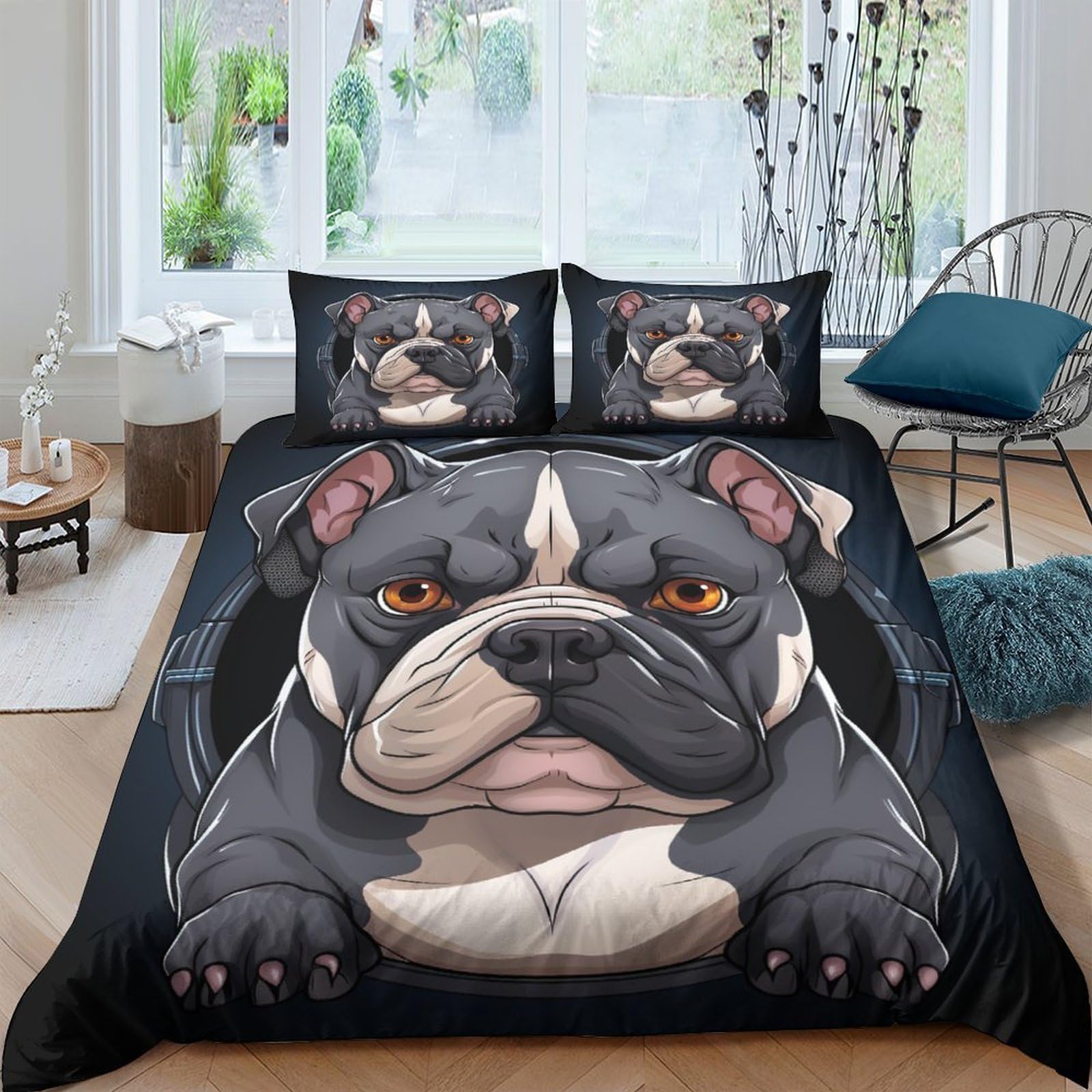 Housse de couette respirante bouledogue anglais 220x240 avec zip