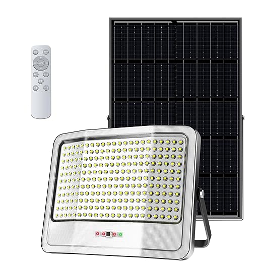 Ultra-Large Solar Flood Lights Outdoor, 3000W Super Bright Solar Lights Outdoor Waterproof Dusk to Dawn, Motion Sensor Street Lights with Remote Control and 16.4 Ft Cables for Yard, Garage