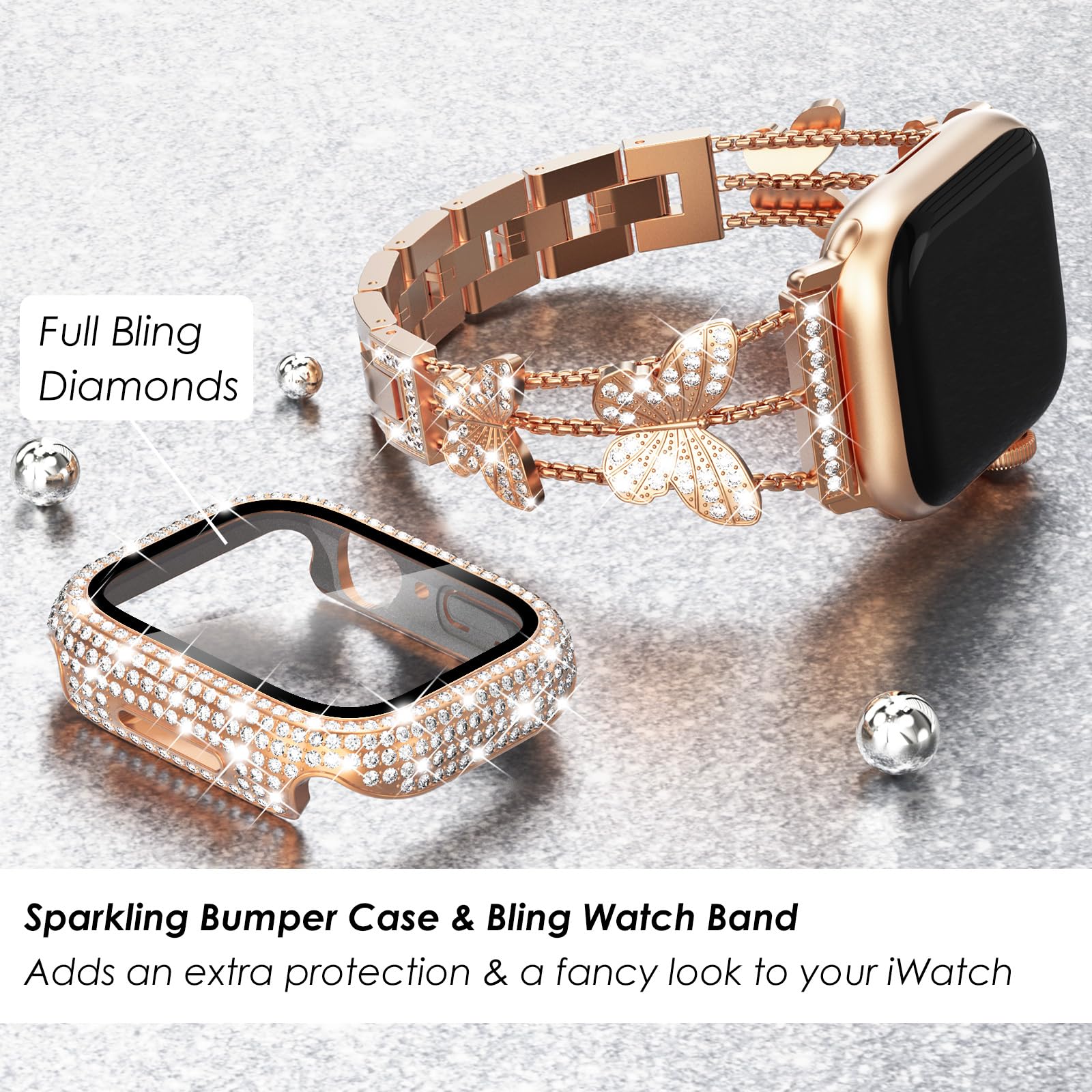 Amazon.com: Wingle Bling Band and Case for Apple Watch Band 
