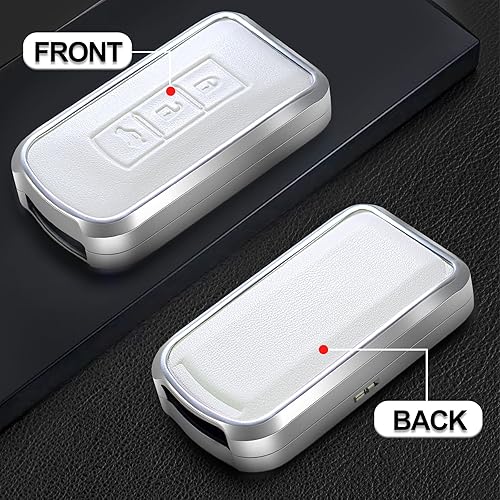 Miniatura 8 de SK CUSTOM Funda para llave inteligente con marco de cuero negro y aluminio, compatible con Mitsubishi ASX Outlander con 3 botones, accesorio remoto