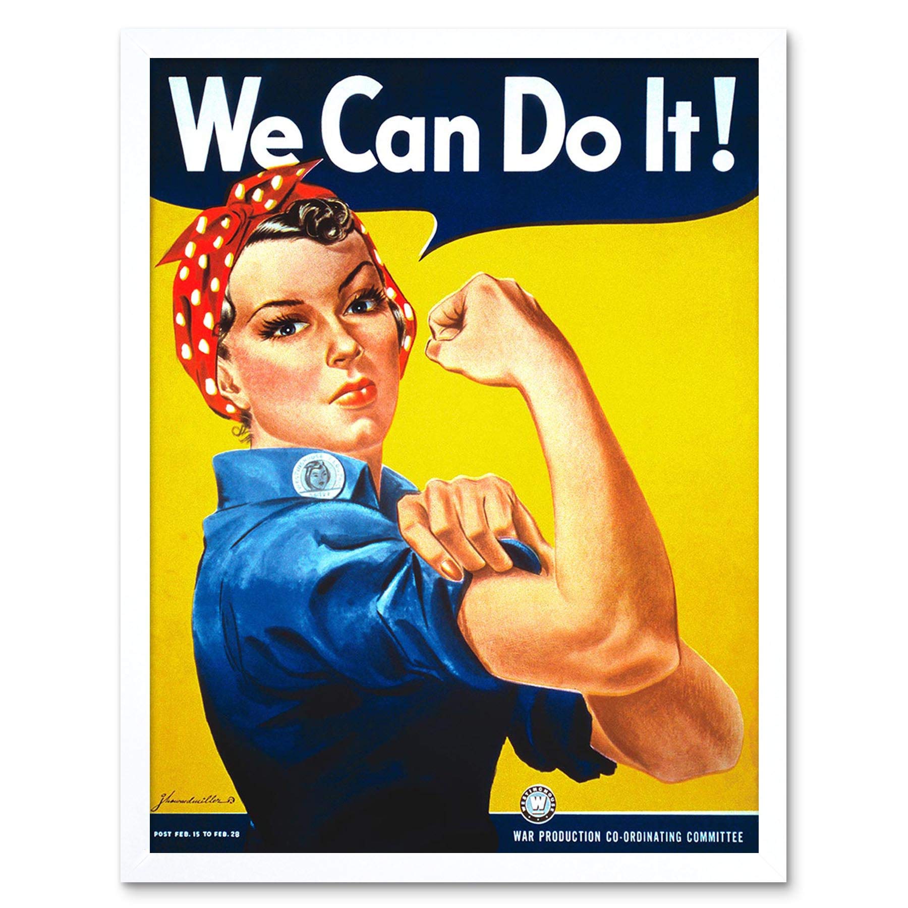 Wee Blue Coo War Second World We Can Do It Women USA Vintage Art Print Framed Poster Wall Decor 12X16 Inch