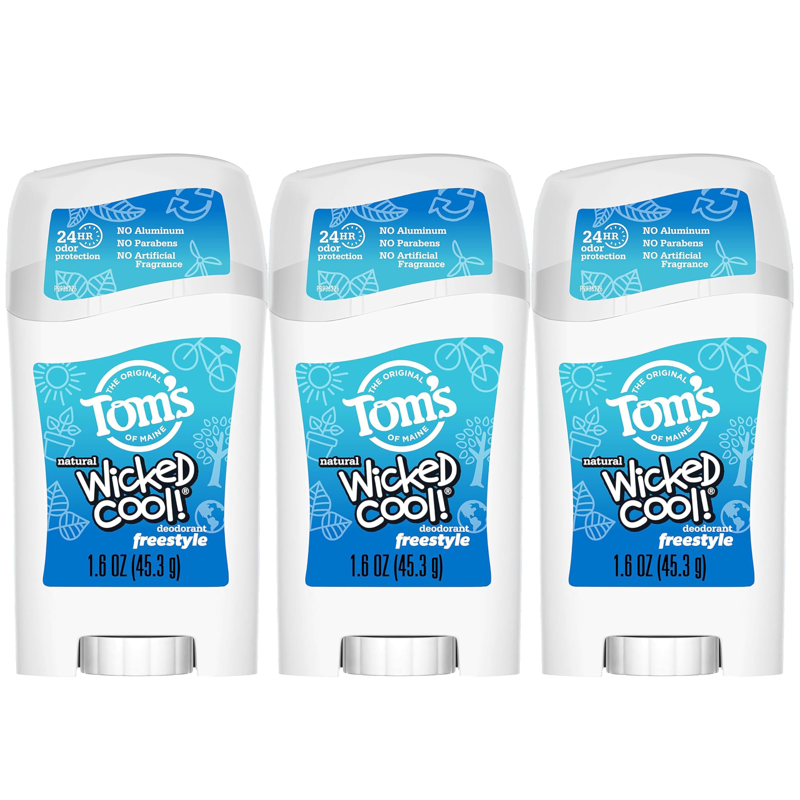 Photo 1 of Tom's of Maine Freestyle Wicked Cool! Natural Deodorant for Tweens, Aluminum Free Deodorant Stick, 1.6 oz (3 Pack)