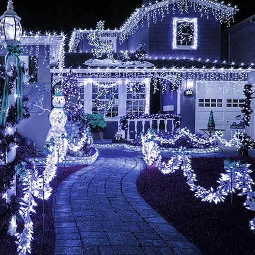 Miniatura 5 de Luces de Navidad verdes, 400 paquetes de 8 luces LED de 132 pies para exteriores con 8 modos, luces de Navidad impermeables de color verde para