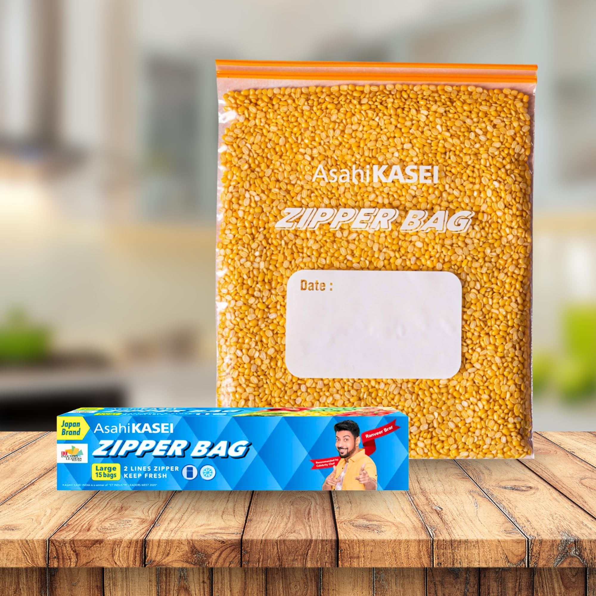 Asahi Kasei Large Zipper Bag | 15 Bags | 100% Leak-Proof | Double Zipper Lock | Reusable & Washable | Keeps Food Fresh | Imported from Japan