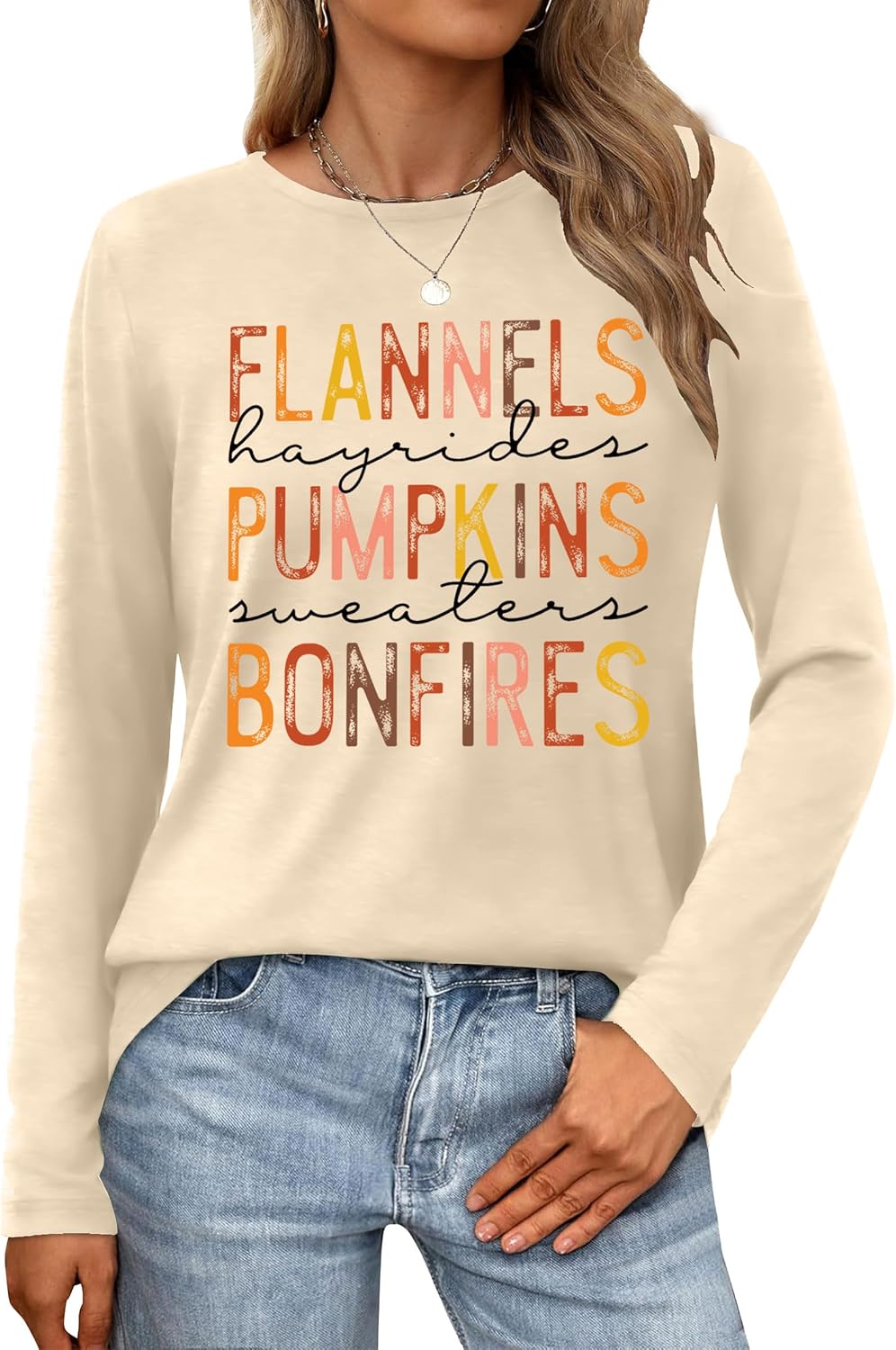 Halloween Long Sleeve for Women Pumpkin Graphic Shirts Fall T-Shirt Thanksgiving Gift Tee Top - Image 2