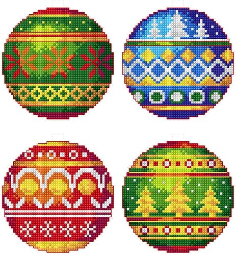 Kit de punto de cruz en lienzo de plástico con adornos navideños. Tabla fascinante de 3.74 x 3.94 pulgadas 139CS. Maravilloso para aficionados al