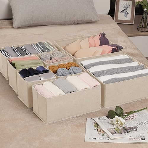 Miniatura 9 de Organizador de cajones de ropa, paquete de 16 organizadores de cajones de ropa interior, organizadores plegables de armario y divisores de cajones