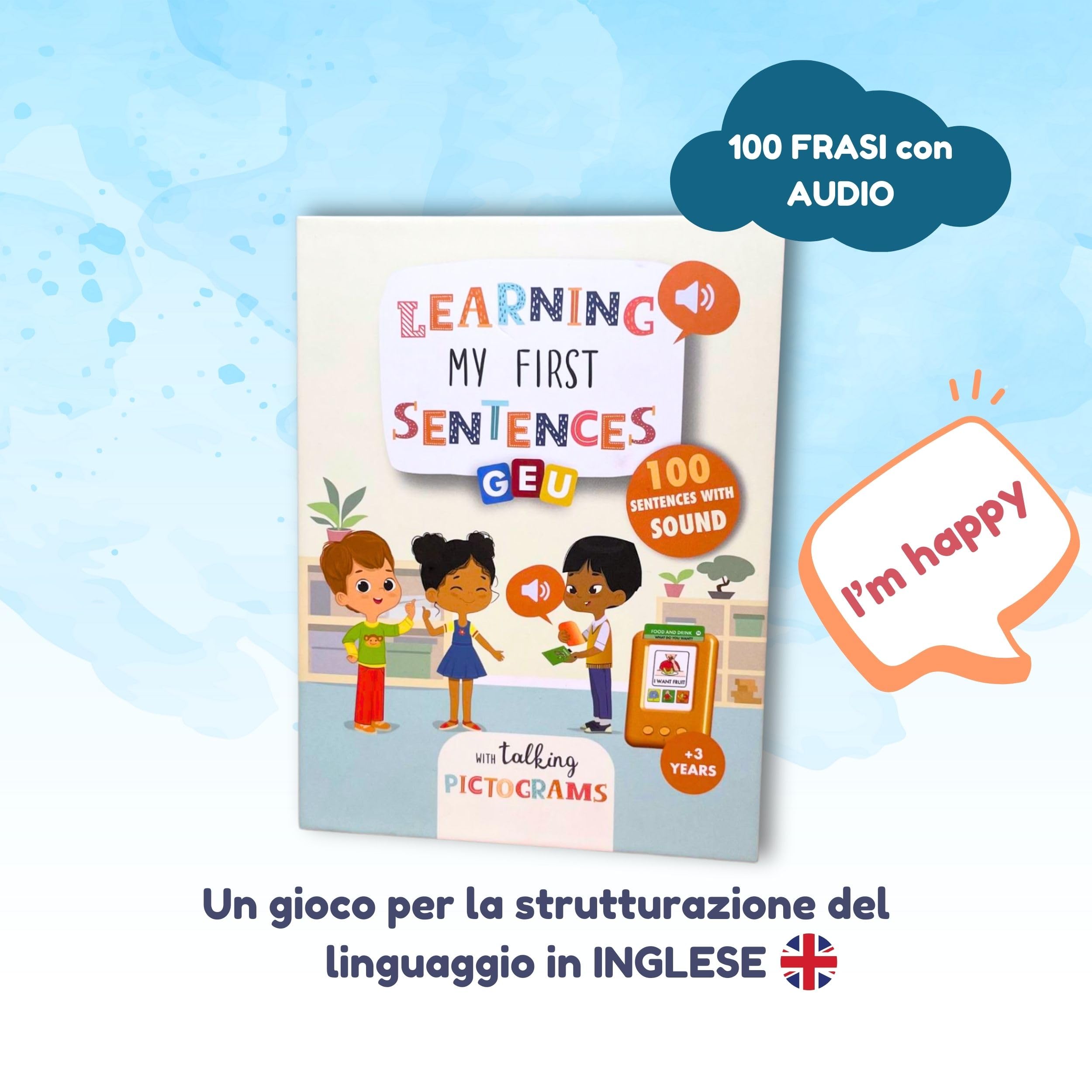 Risorse vocali e linguistiche | Schede flash parlanti per bambini | Discorso tascabile | Giocattoli per la terapia del linguaggio | Imparare le mie prime frasi - Editorial GEU (Italiano)