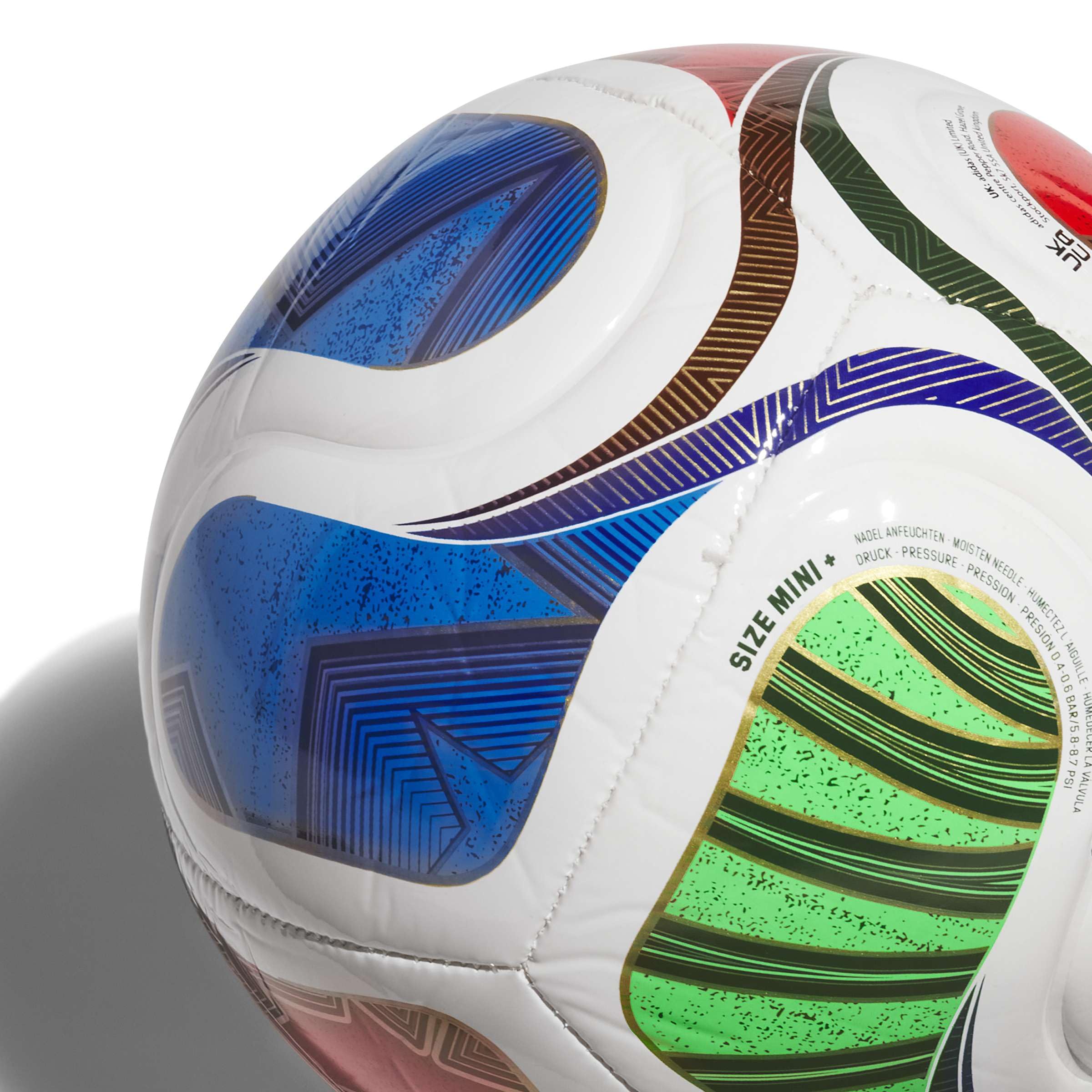 adidas Pallone da calcio unisex per adulti, per Coppa del Mondo Mini+, bianco/blu reale/blu solare/rosso potere, taglia 1,5 bambini