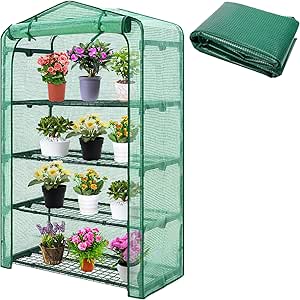 DECOHS Extra Wide 5-Tier Greenhouse Replacement Cover - 75"x40"x19" Clear PVC Cover With Zipper Door (Frame NOT Included)