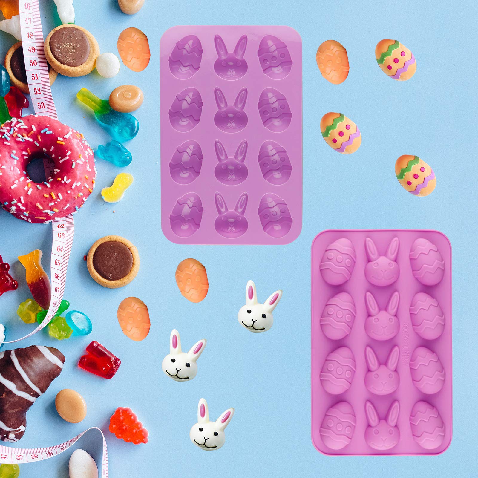 Misis D Pasen Bunny Siliconen Mold 3D Konijn Vormige Siliconen Fondant Mould Pasen Bunny Siliconen Dier Zeep Kaars Mold DIY Baking Tools voor Chocolade Candy Gummy Cake Cupcake Topper praktische