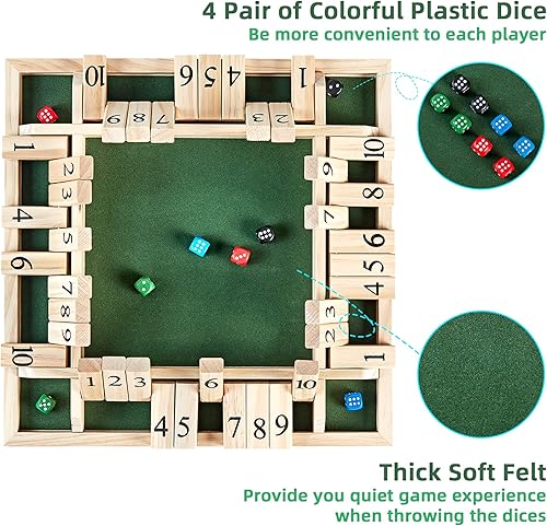 Miniatura 3 de ApudArmis Juego de mesa grande de madera con dados de cierre de 4 vías de 14 pulgadas cierre la caja para niños y adultos adición de aprendizaje