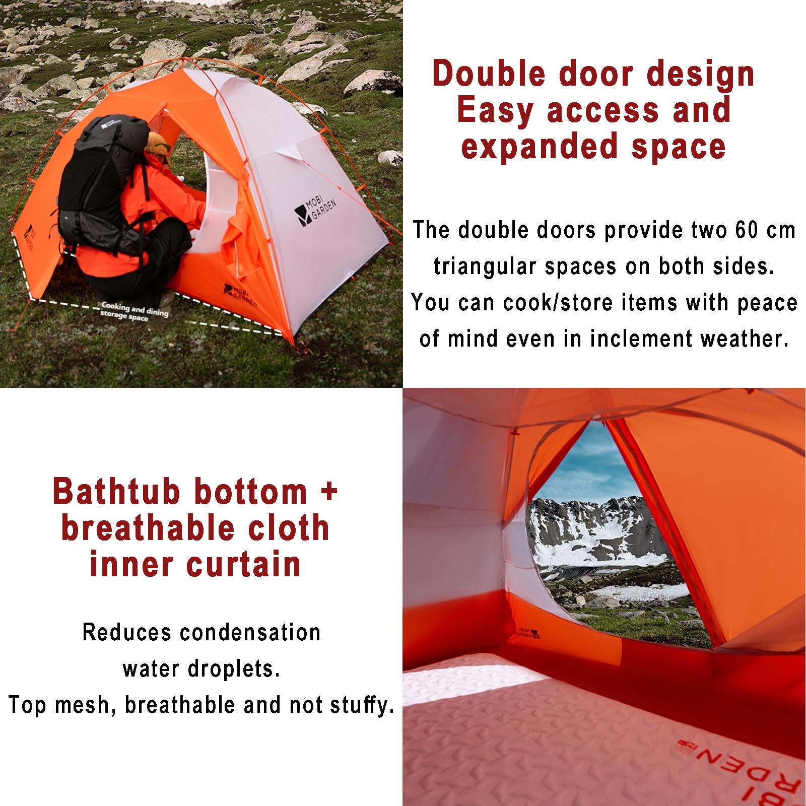 Windhike Tenda da trekking ultraleggera, 1,4 kg, tenda da trekking per grandi altezze, montaggio rapido, tenda per due persone, due modelli a scelta, adatta per escursioni, campeggio