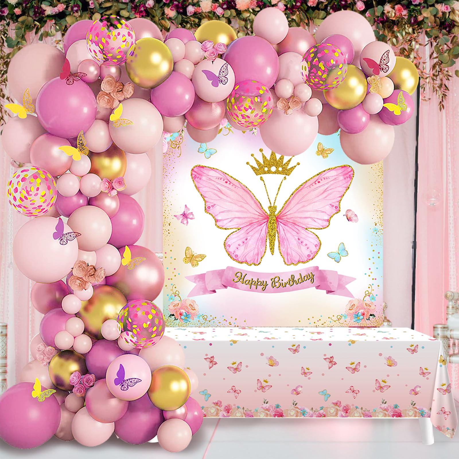 Toile De Fond Rose Kawaii Chat 150x100 Cm - Décoration Anniversaire Ou Baby Shower - Thème Mignon Arc-en-ciel Et Nœuds