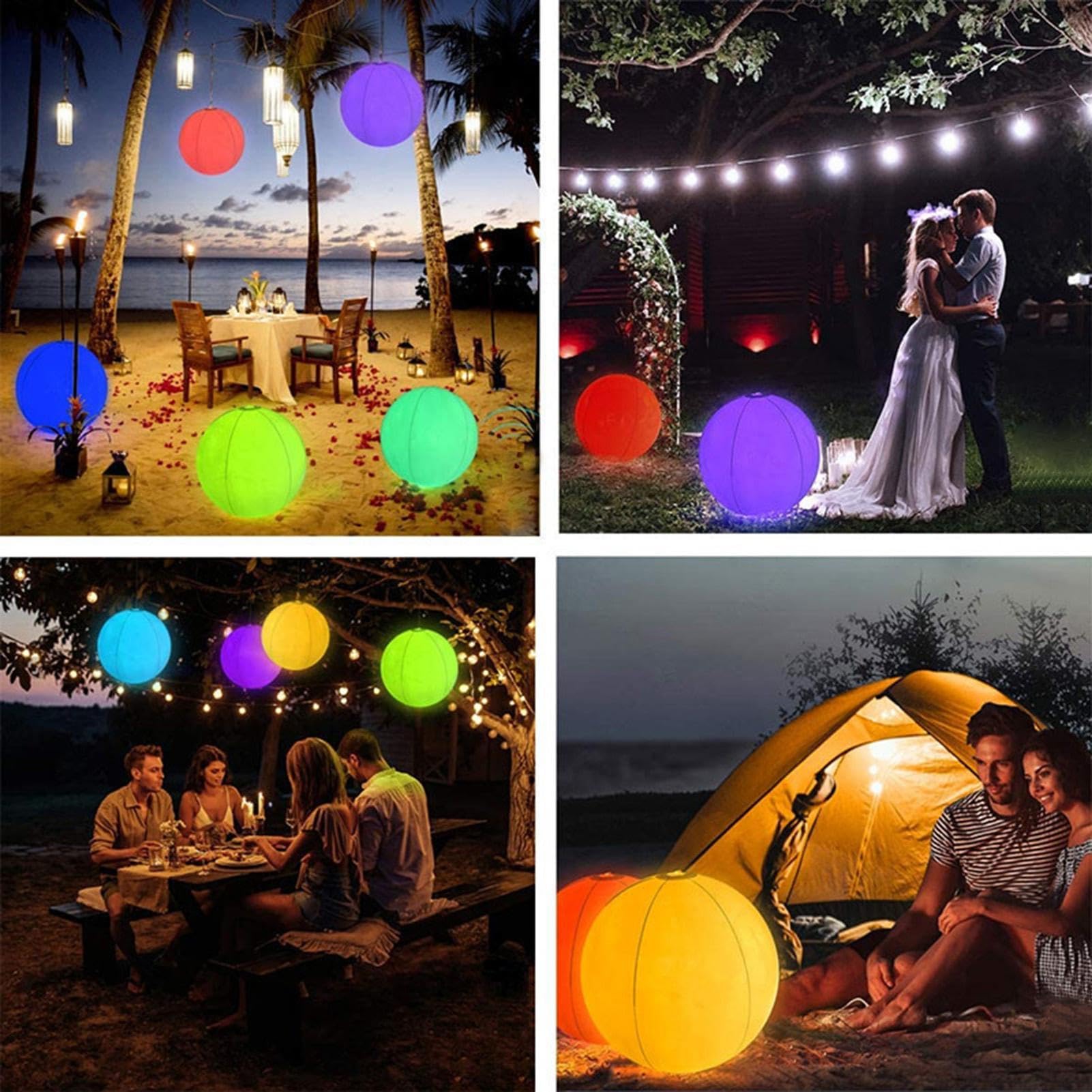Palloni Luminosi Gonfiabili Per Piscina,Telecomando LED 4 Modalità 60 cm,Giocattoli Da Spiaggia Per Feste - Per Piscina Acquatico Cortile Patio Campeggio Riunioni Di Famiglia Feste