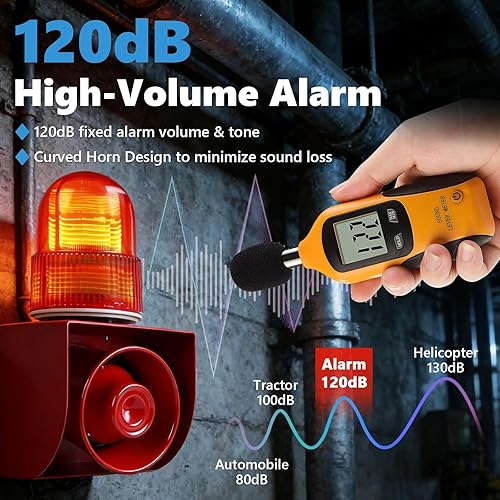 Miniatura 2 de Alarma de sirena industrial de 120 dB | Alarma de exterior IP65 con potente luz estroboscópica para maquinaria, intrusos, negocios, almacén (110 V