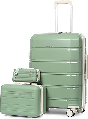 Joyway 20'' Carry-On Suitcases & 14'' Cosmetic Bag & 7'' Small Bag, Lightweight Polypropylene Carrying Case with TSA Lock,...