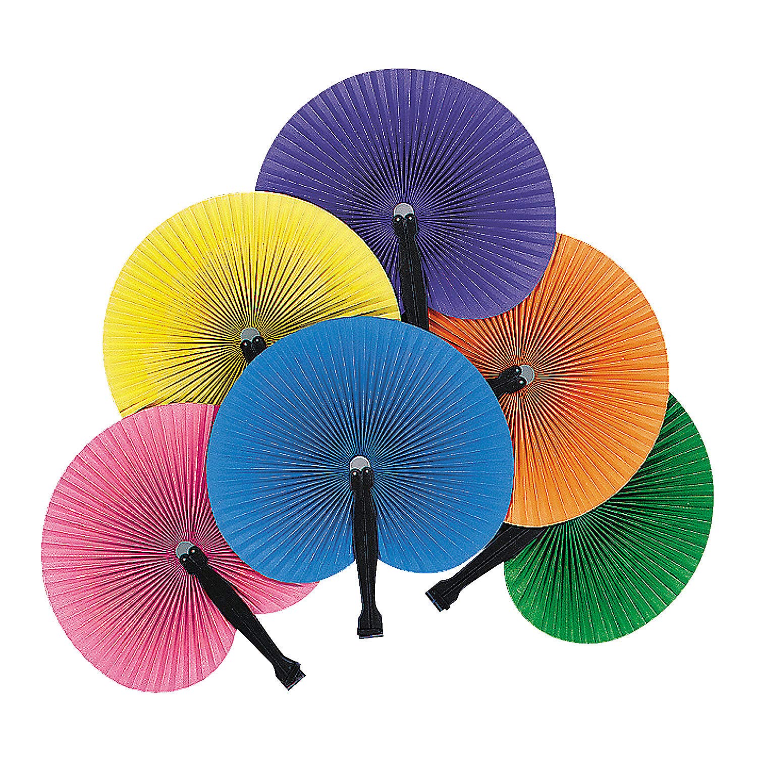 Fun Express Bright Colors Folding Paper Hand Fans - Party Decorations for Birthday Parties - Birthday Wedding Graduation Events Accessories - 12 Pieces