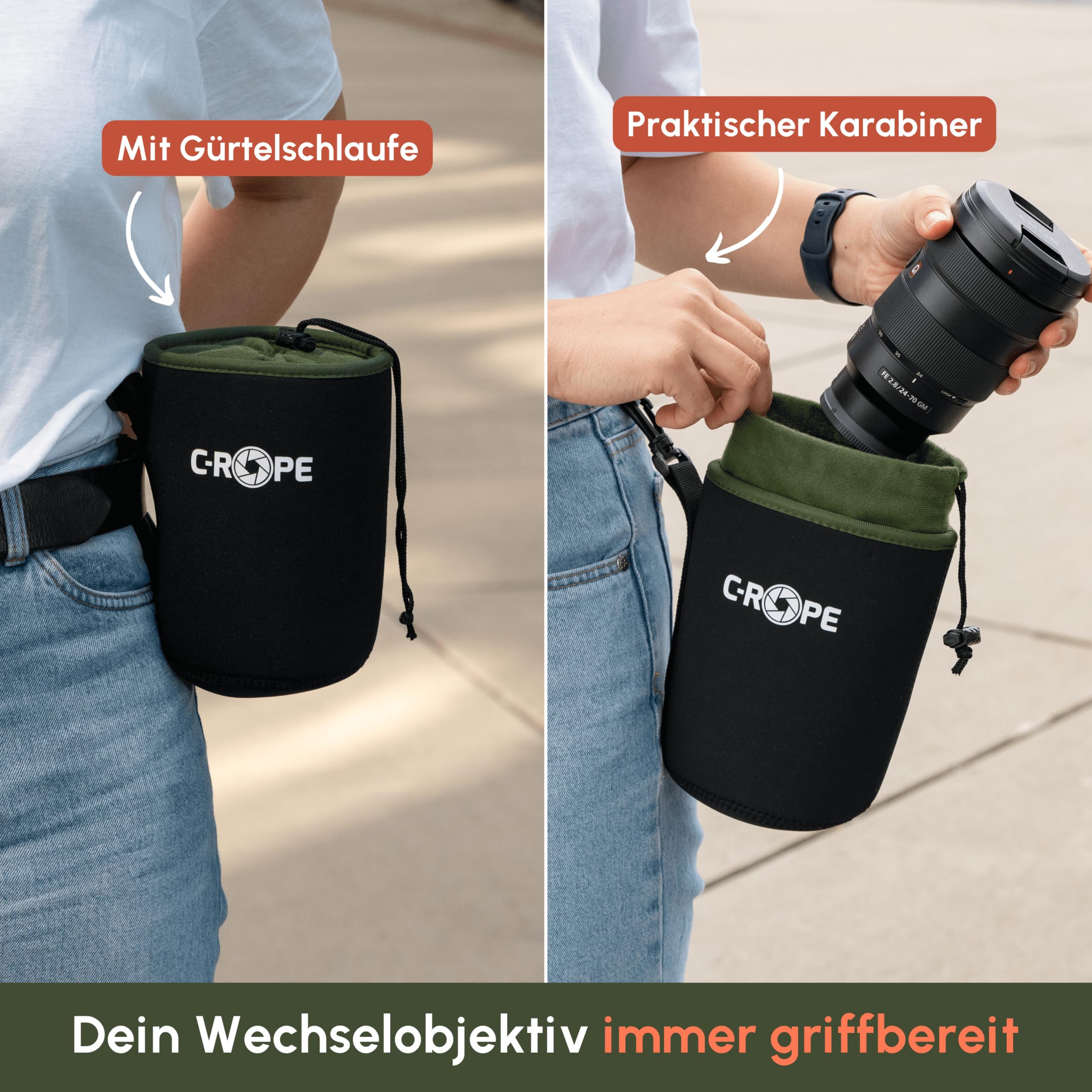 C-Rope Neopren worek na obiektyw z podszewką z polaru, pokrowiec na obiektyw i akcesoria do aparatu, czarny, 3xl, plecak