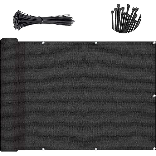 SUNNY GUARD 3'x10' Black Balcony Privacy Screen Fence, Apartments Railing Heavy Duty Wind Screen for Outdoor,Backyard,Patio,Deck Privacy（We Make Custom Sizes）