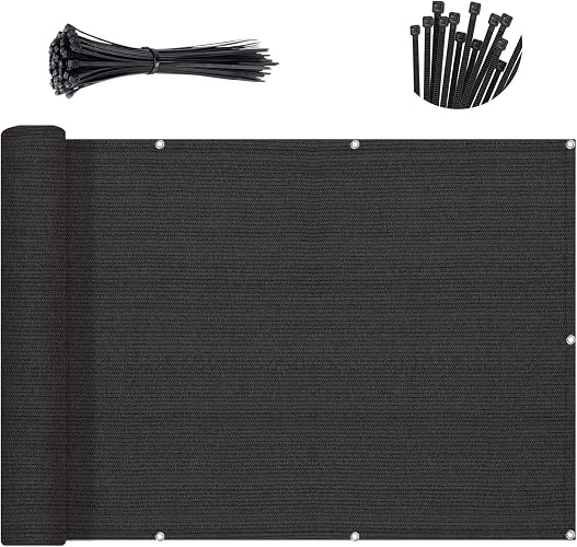 SUNNY GUARD 3'x10' Black Balcony Privacy Screen Fence, Apartments Railing Heavy Duty Wind Screen for Outdoor,Backyard,Patio,Deck Privacy（We Make Custom Sizes）