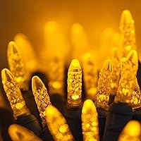 Vista 3 de Wintergreen Lighting - Juego de luces de Navidad LED M5 facetadas doradas de 70 unidades, 24 pies, cable verde, mini guirnalda de grado comercial