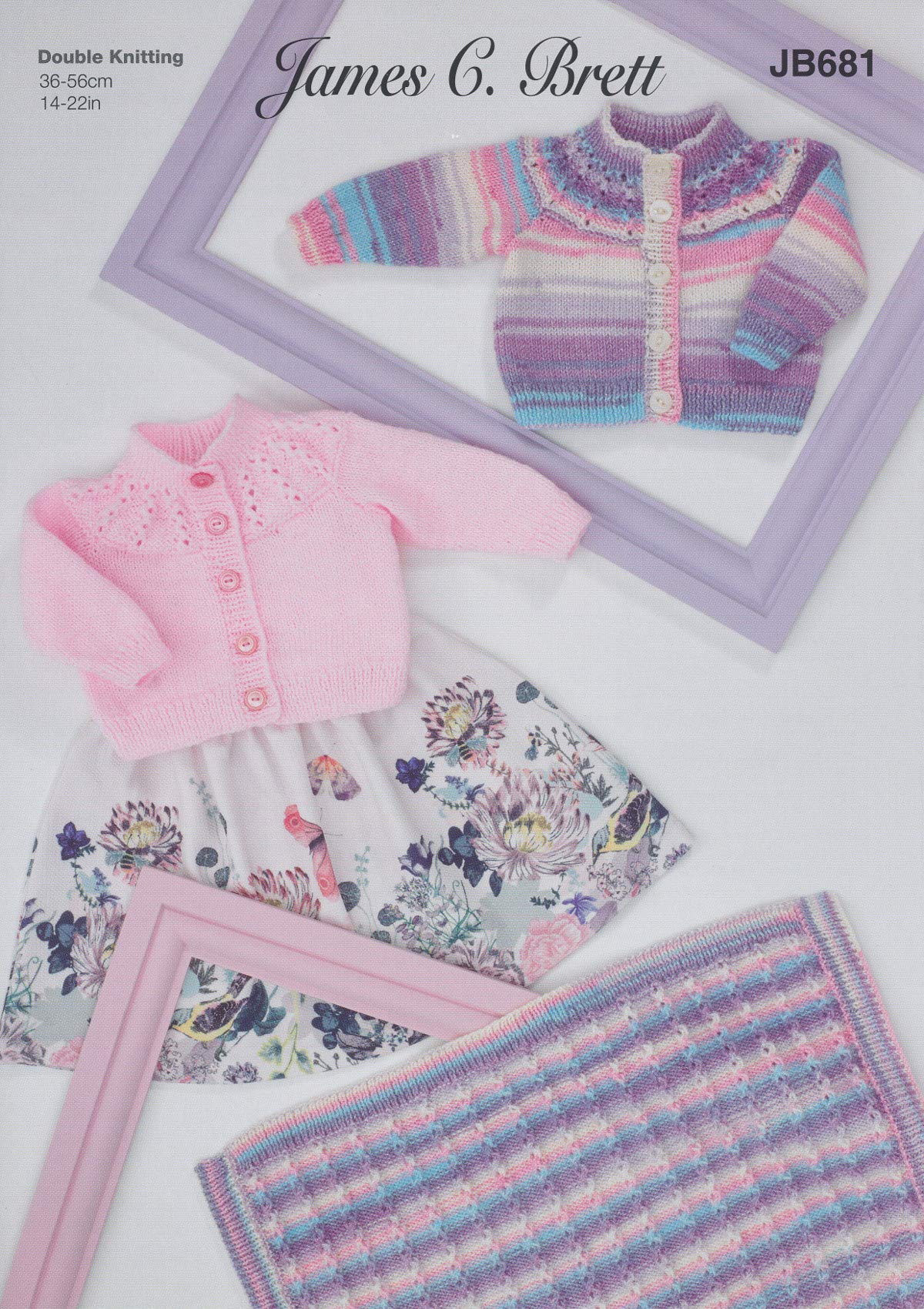 James Brett Double Knit Knitting Pattern Baby Lace Detail Cardigan & Blanket (JB681)