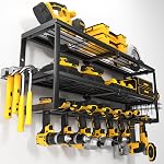 YYR Support mural de l'organisateur d'outils de puissance de poids lourd, sac de rangement sans fil de drill, porte-outils de batterie avec étagère de la station de recharge pour l'organisation du garage, atelier, pegboard, Shed - 32 1 cm 8 Fentes