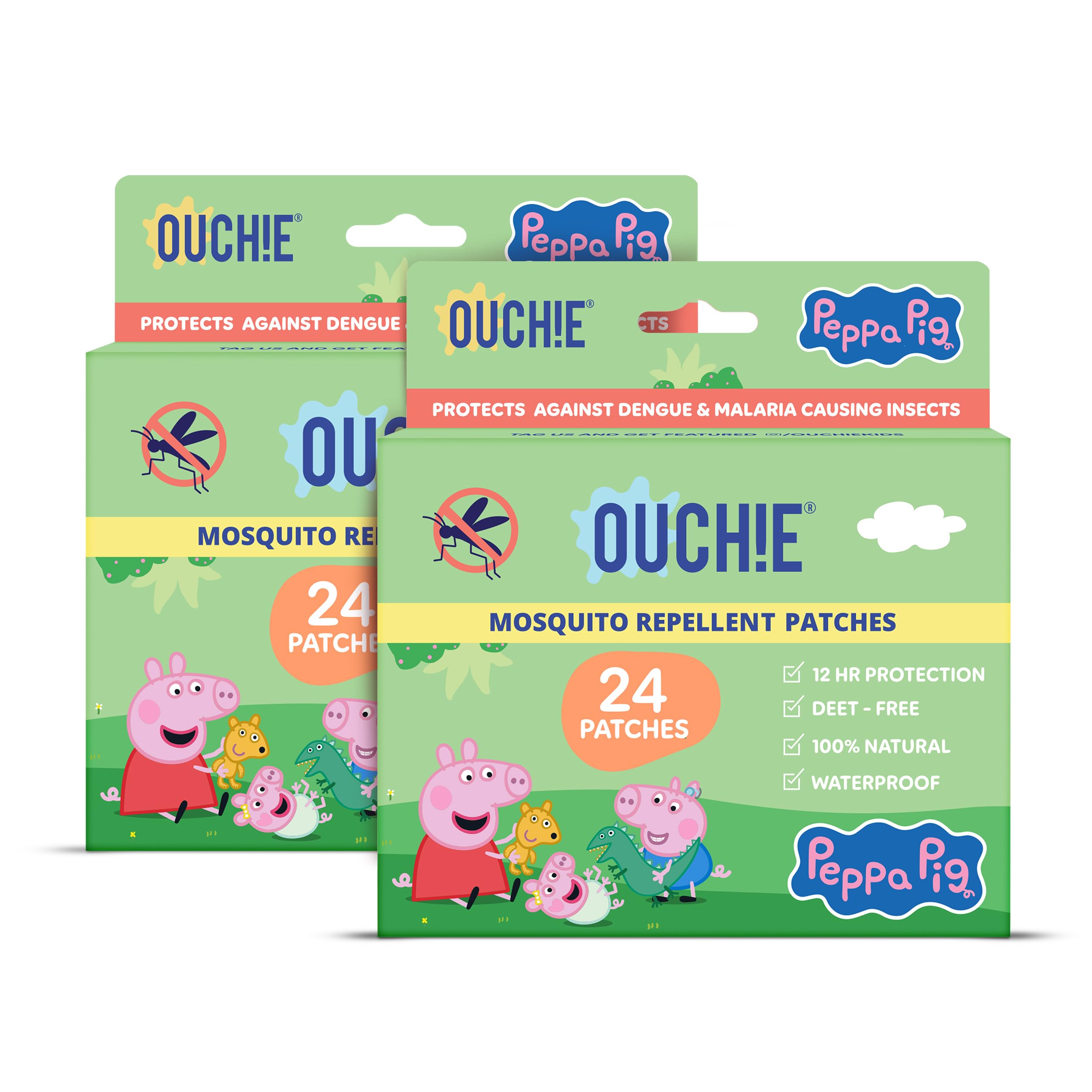 Mosquito Repellent Patches | Peppa Pig & Family Prints| 100% Natural | 12-Hour Protection| DEET-Free, Citronella & Lemongrass Oil| 48 Patches (Pack of 2)-picture-54