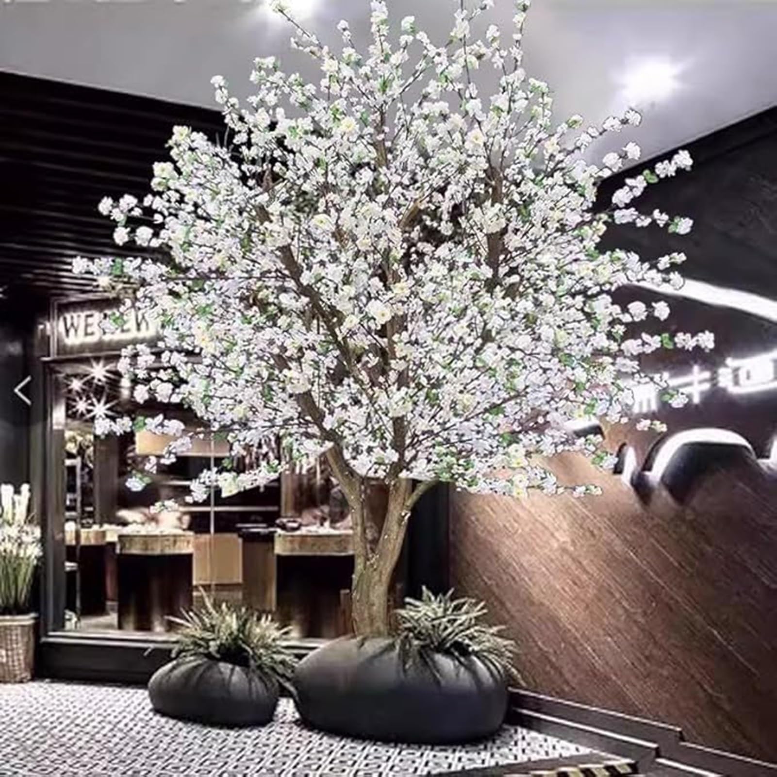 IUokLU Artificial Plants Indoor, White Artificial Cherry Blossom Tree Multiple Sizes (1.8 * 1.5m)