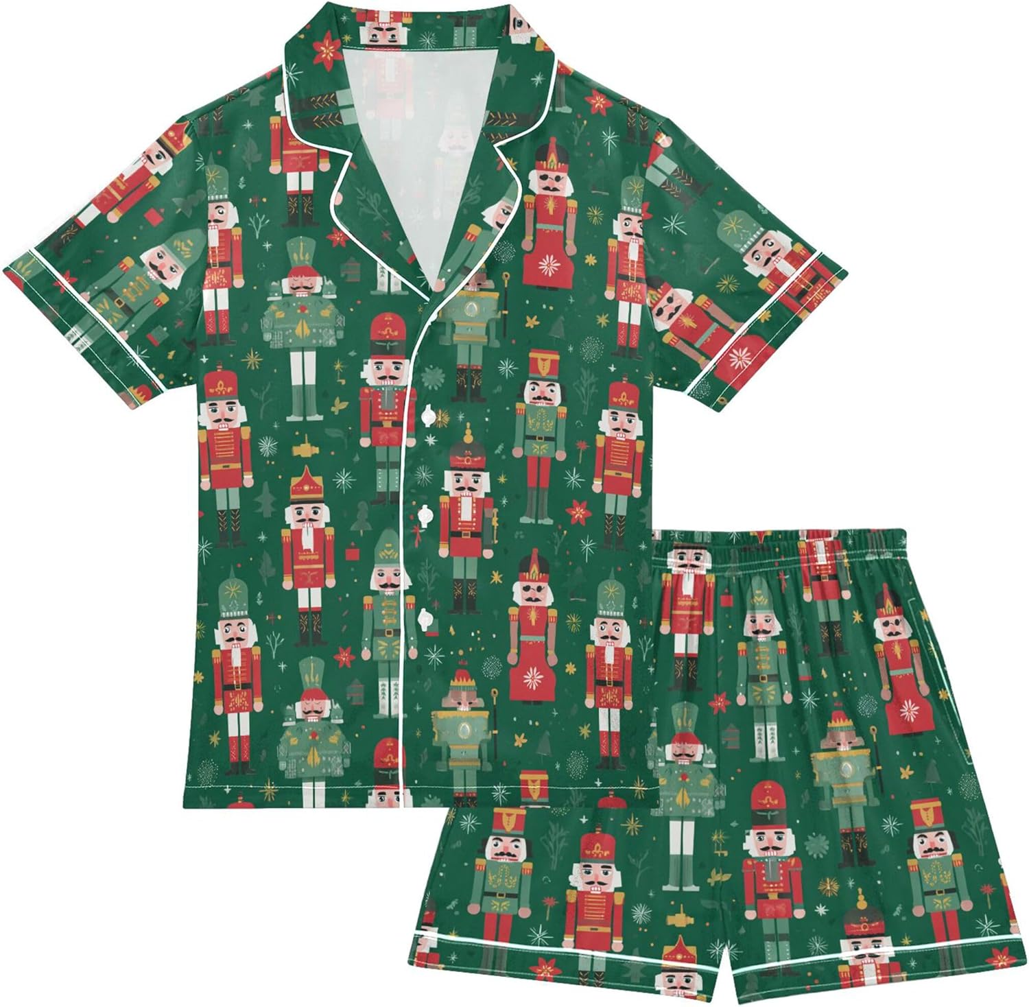 Silk Pajama Sets Short Sleeve Pajamas Soft Sleepwear 2 Piece Pjs Set