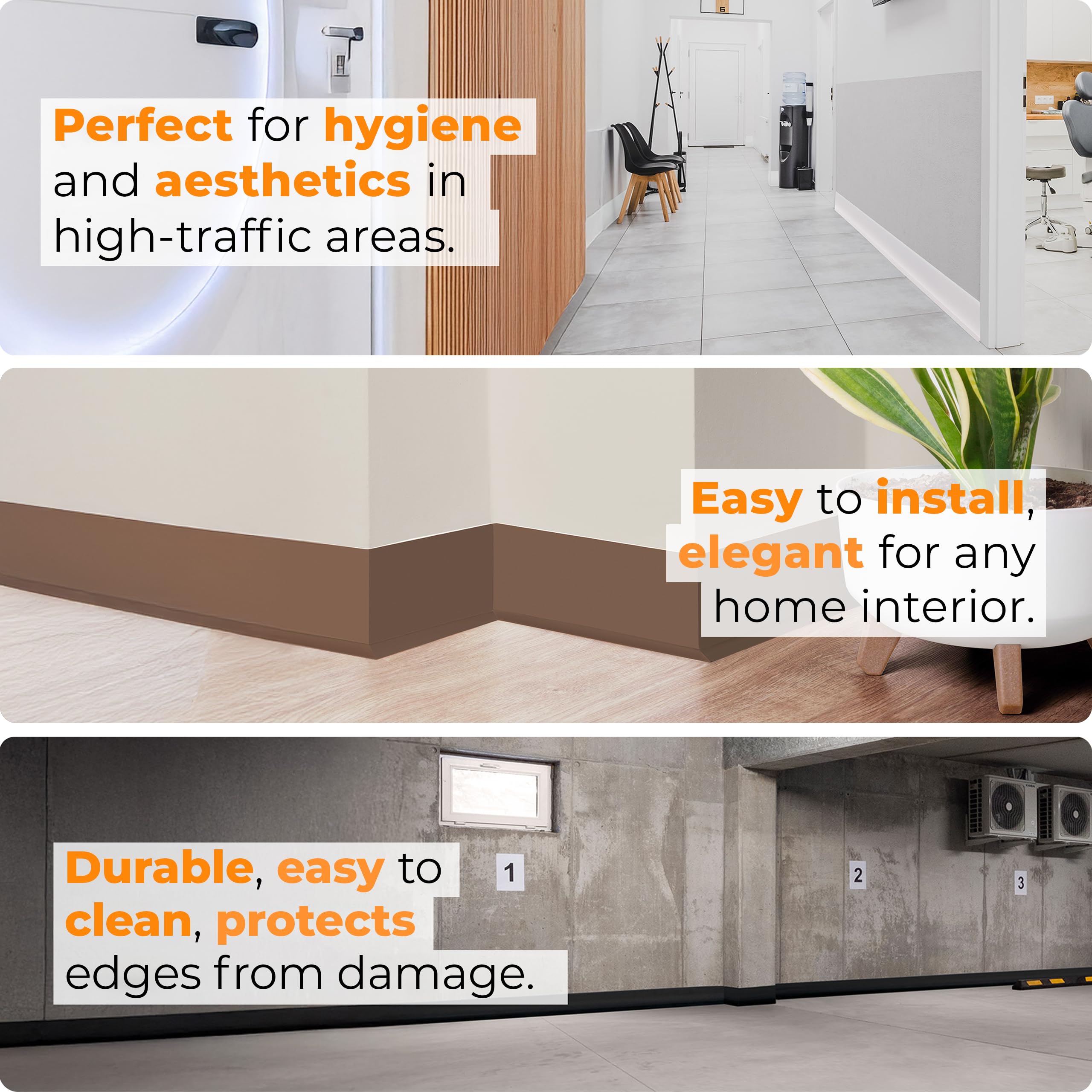 Quest listwa przypodłogowa PVC 100x25 mm samoprzylepna – czarna, 25 m | Wysoki, miękki cokół podłogowy maskujący styk ściany z podłogą, elastyczny, ochronny, łatwy montaż w domu i biurze