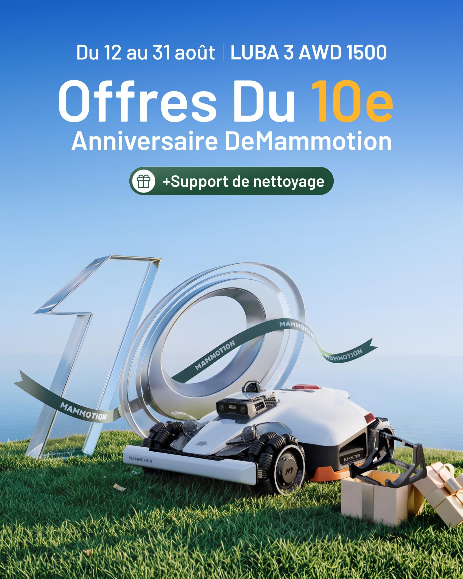 Mammotion LUBA 3 AWD 1500 Robot Tondeuse avec Support de Lavage