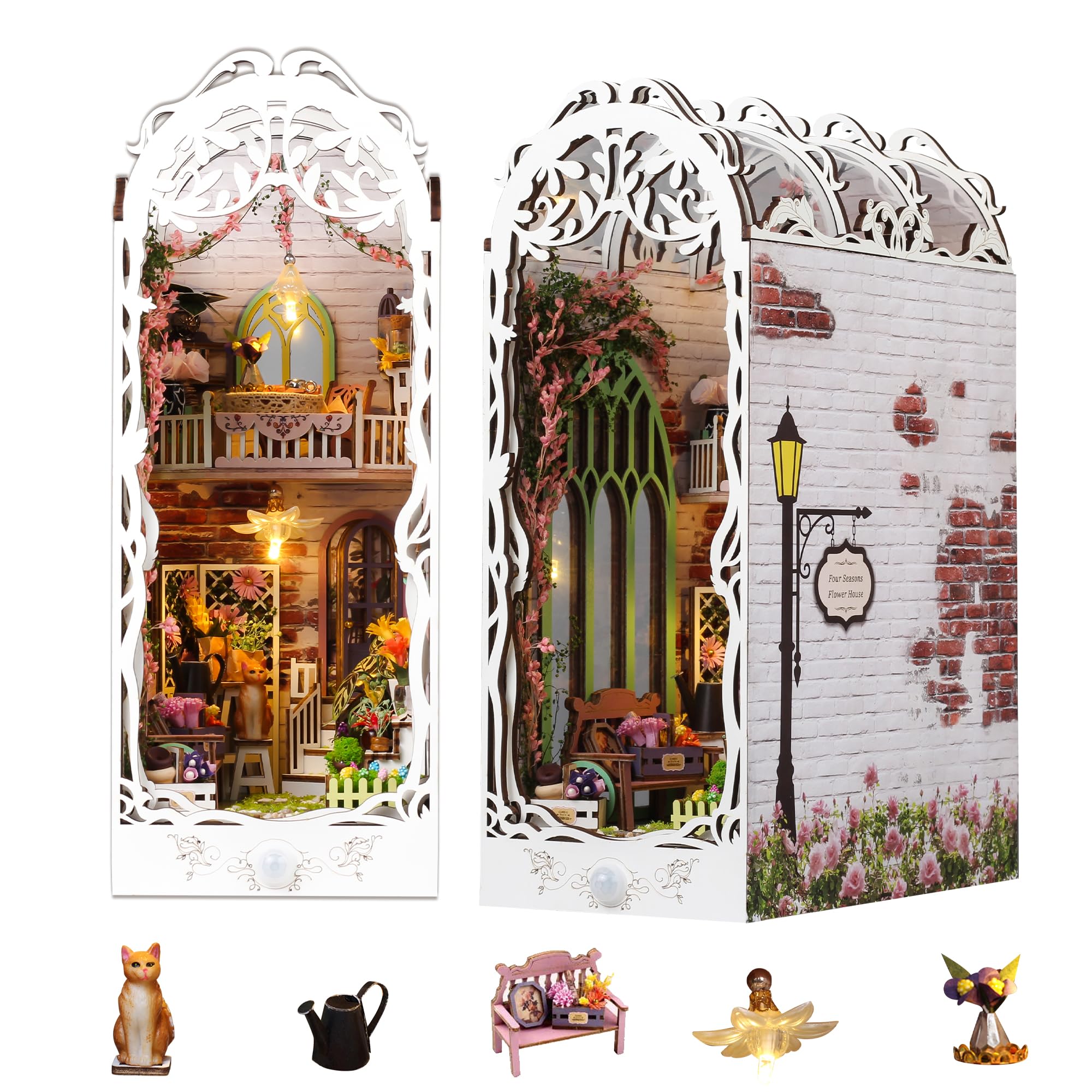 Image showcasing Snapklik.com : Flever Dollhouse DIY Book Nook Miniature Kit, Bookshelf ...