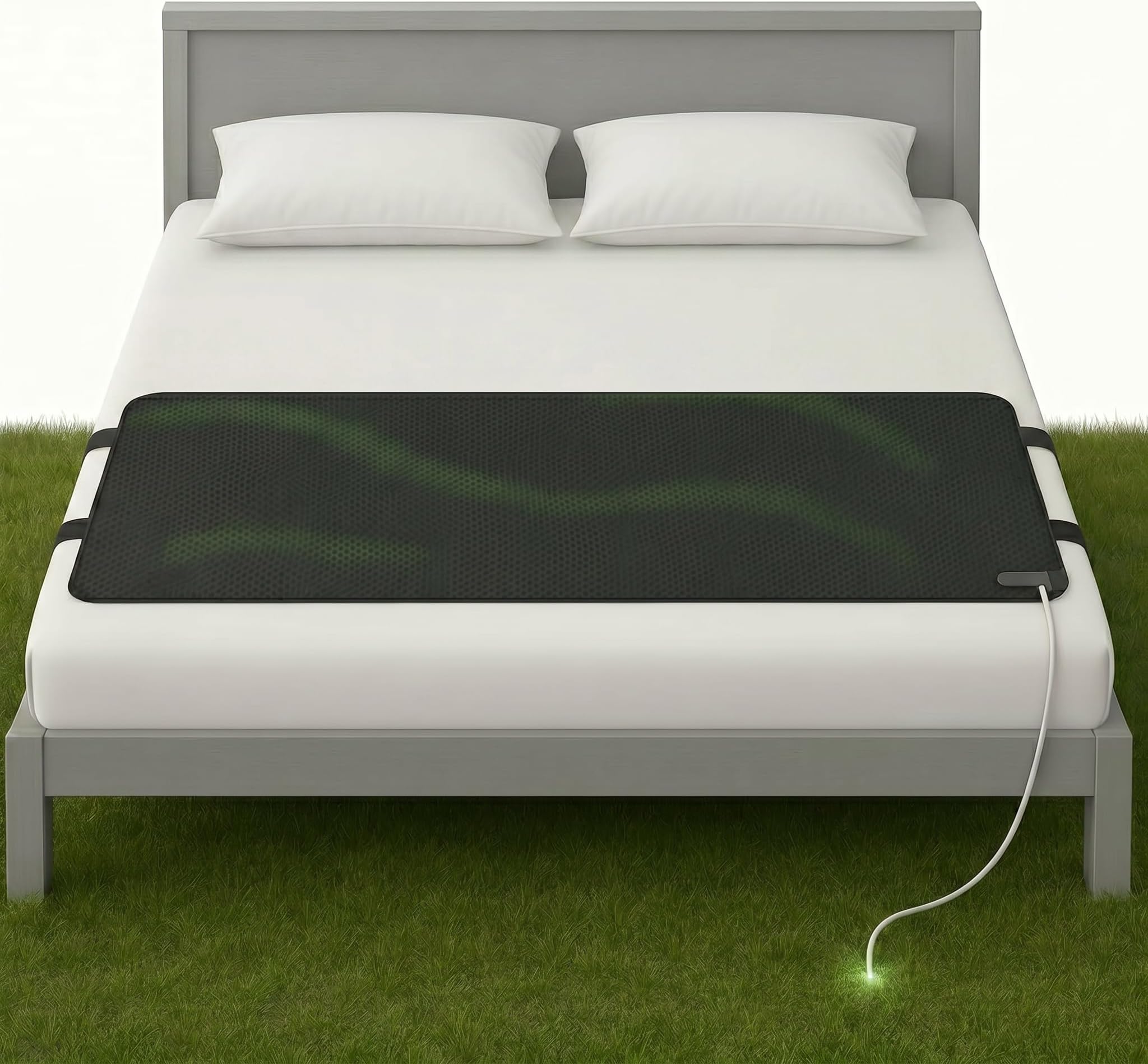 Grounding Mat for Bed (King/Queen/Full/Twin) - Earthing Grounding Pad, Soft Breathable Conductive Carbon Sleep Mat, Better Sleep & Muscle Relaxation, Anti-Slip Durable, Easy Setup, Gift Box Included