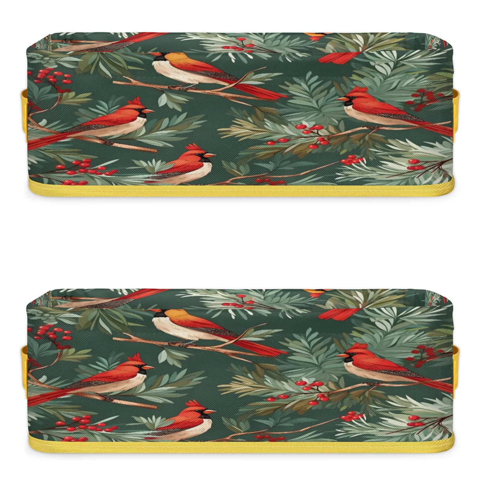 Christmas Birds Bathroom Storage Basket Waterproof Foldable Storage Bins with Handles Decorative Toilet Paper Storage Basket for Organizing for House Bathroom Toiletries Set of 2